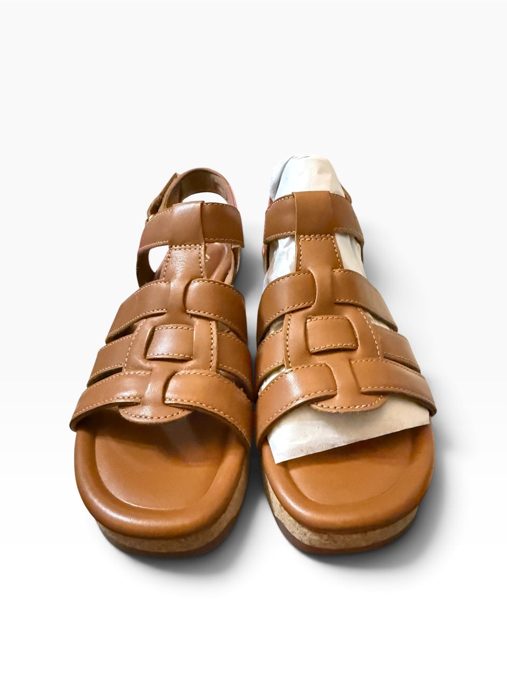 Clarks Chelsea Peak Cinnamon Leather Wedge Sandals Size 10W NIB
